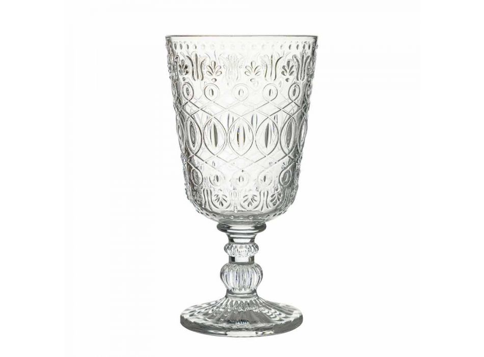 Gennemsigtig dekoreret glas vinglas 12 designbægre - marokkobisk Viadurini