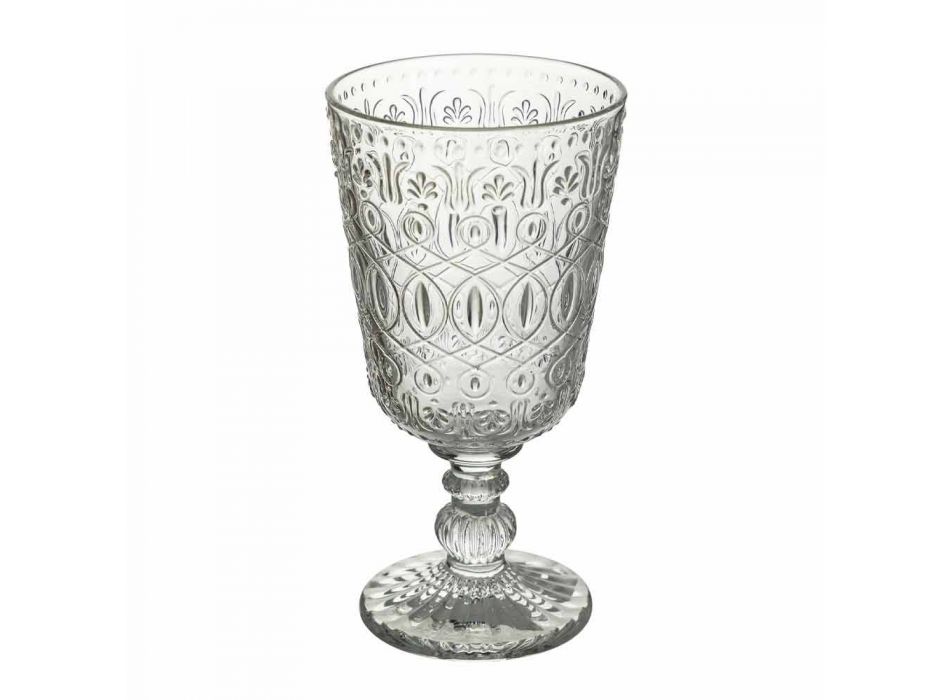 Gennemsigtig dekoreret glas vinglas 12 designbægre - marokkobisk Viadurini