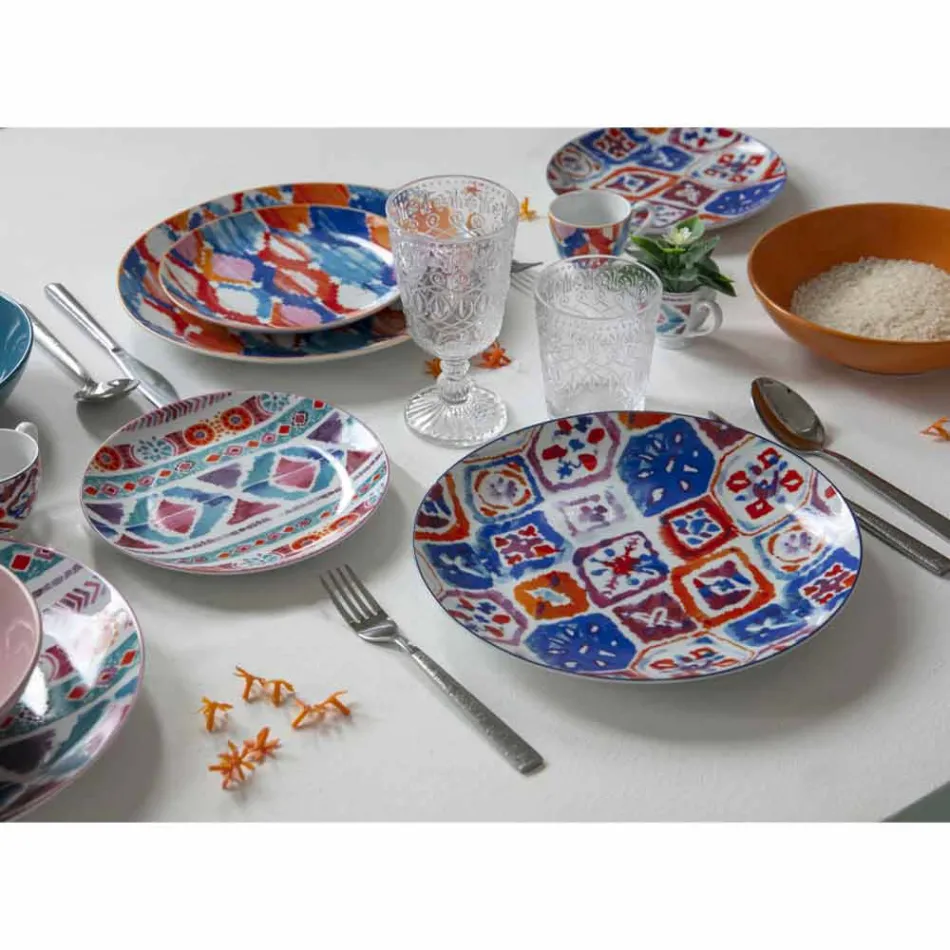 Gennemsigtig dekoreret glas vinglas 12 designbægre - marokkobisk Viadurini