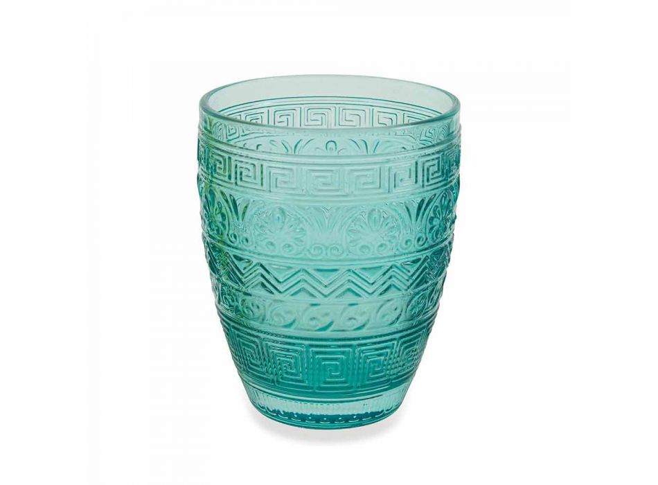 Moderne farvet glas serveringsbriller til vand - Folk Viadurini