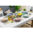 Moderne farvet glas dekoreret briller, der serverer vand 12 stykker - blanding Viadurini