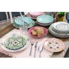 Moderne farvet glas dekoreret briller, der serverer vand 12 stykker - blanding Viadurini