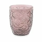 Moderne farvet glas dekoreret briller, der serverer vand 6 stykker - blanding Viadurini