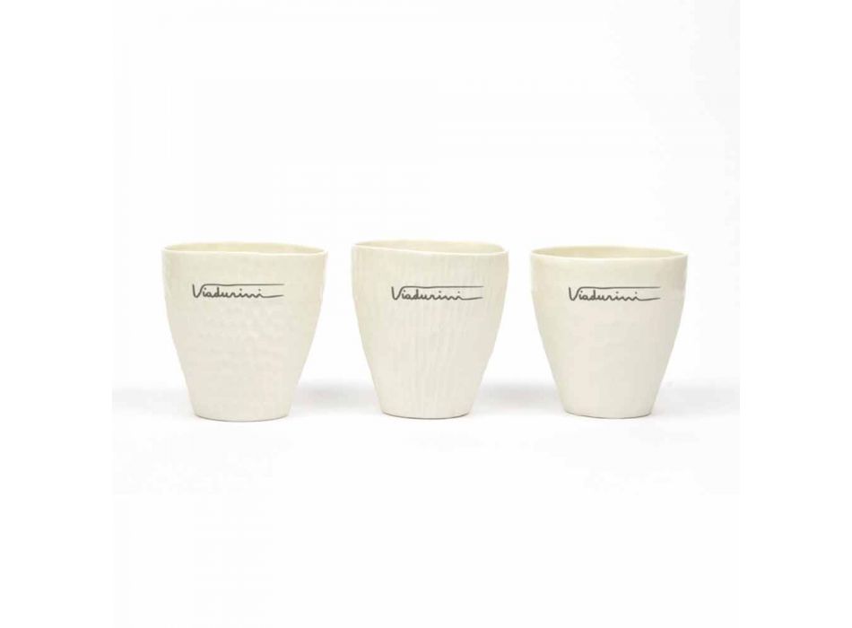 Luksus design hvide porcelænsbriller 6 unikke stykker - Arcireale Viadurini