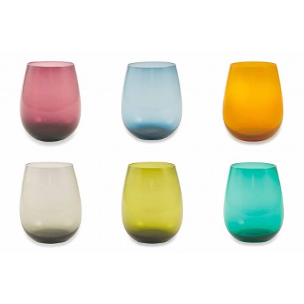 Farvede glas tumbler til vand moderne service af 6 stykker - Aperi Viadurini
