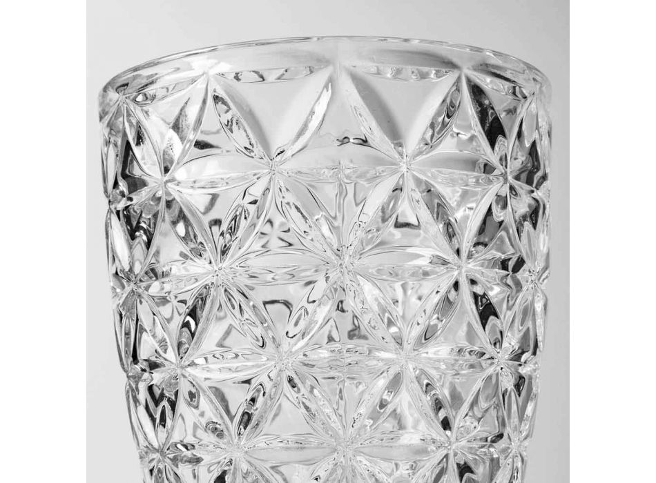 Dekoreret gennemsigtigt glas, moderne vand service 12 stykker - Mix Viadurini
