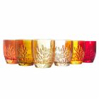 Vandglas med farvet glas med koraldekoration, 12 stykker - Crimson Viadurini