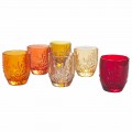 Vandglas med farvet glas med koraldekoration, 12 stykker - Crimson