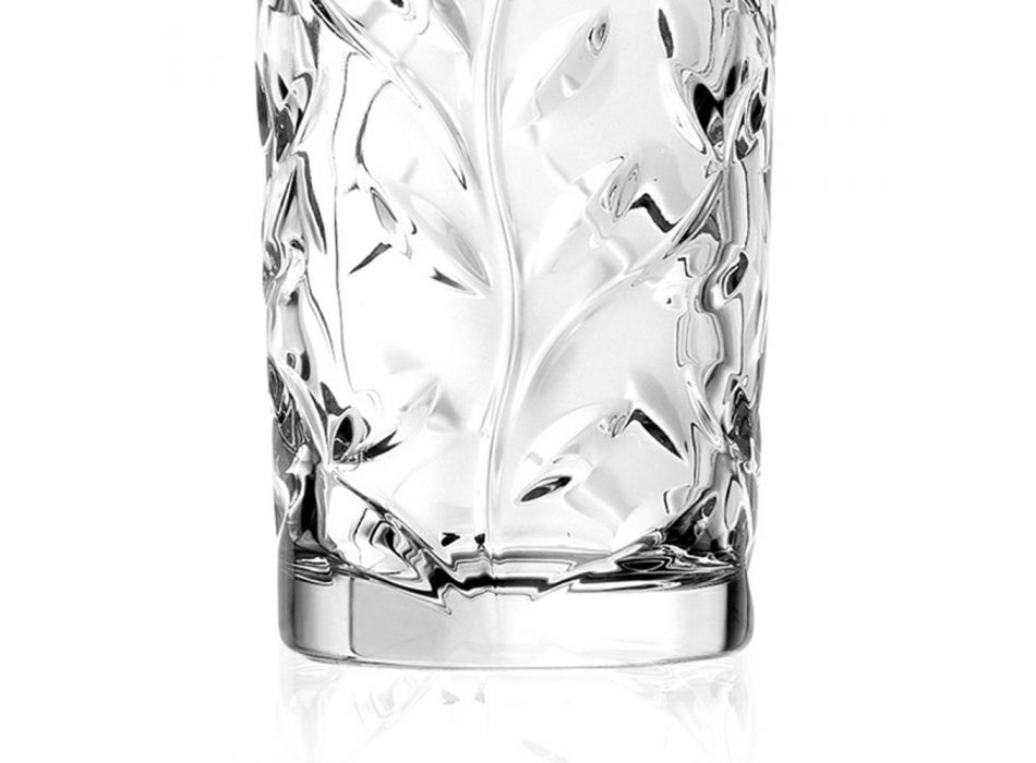 Tall Tumbler Glasses i Eco Crystal Leaf Decoration 12 stk. - Magnolio Viadurini
