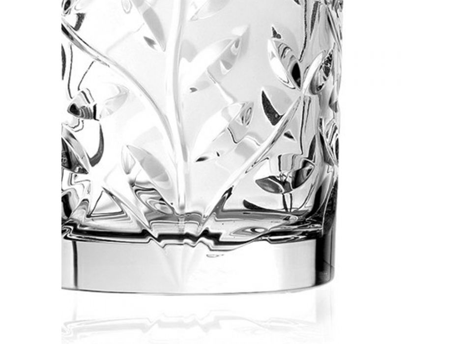 Low Tumbler -briller i Eco Crystal Leaf Decoration 12 stk. - Magnolio Viadurini