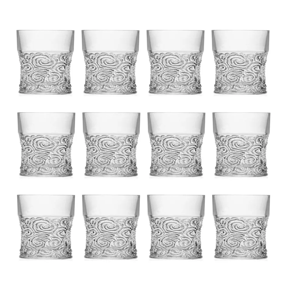 Low Tumbler -briller i Eco Crystal Audace -dekoration 12 dele - Ritmo Viadurini