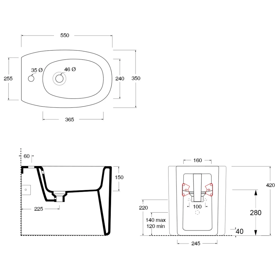 Gulvmonteret keramisk bidet i forskellige farver, lavet i Italien - Pige Viadurini