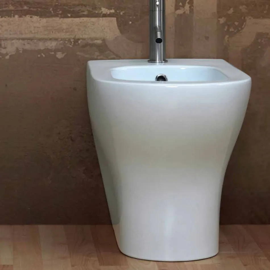 Bidet moderne design i hvid keramik 54x35 cm Star, fremstillet i Italien Viadurini
