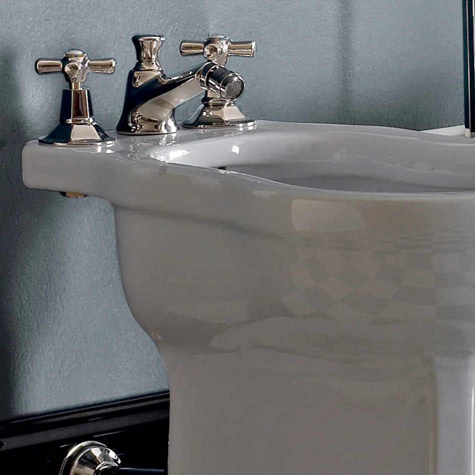 Vintage hvid eller sort keramisk gulvbidet lavet i Italien - Marwa Viadurini