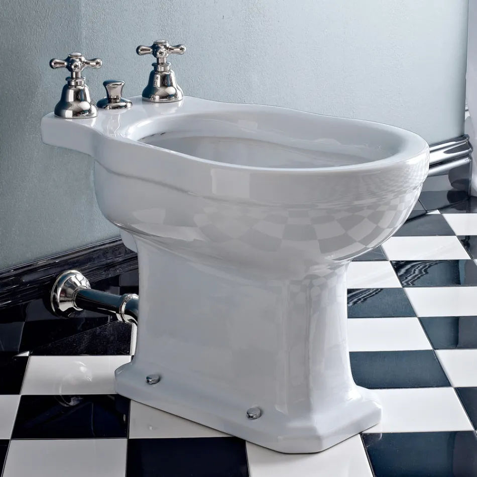 Vintage hvid eller sort keramisk gulvbidet lavet i Italien - Marwa Viadurini