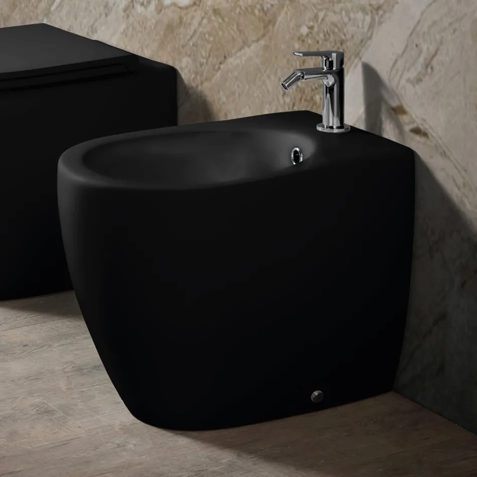 Aster gulvmonteret bidet i mat keramik i to farver og et moderne design Viadurini