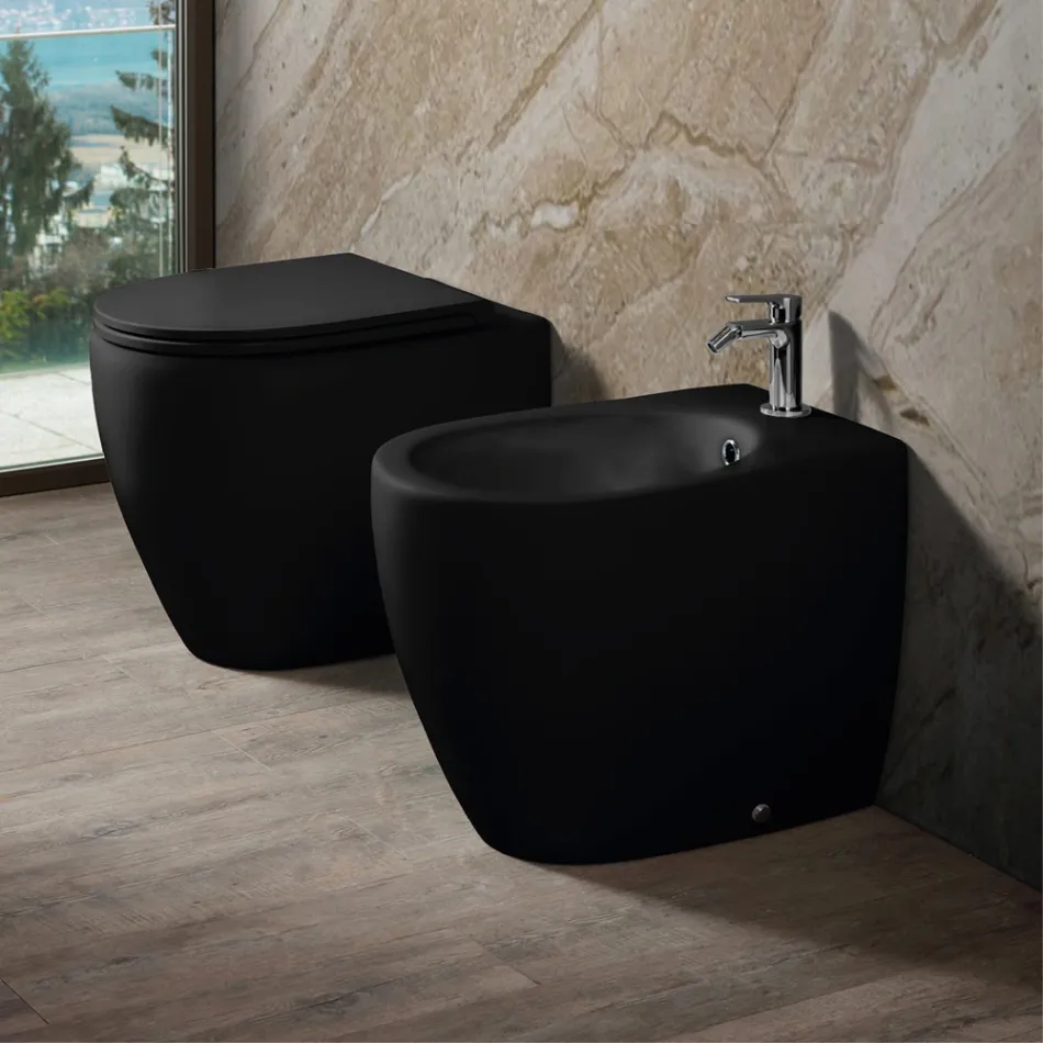 Aster gulvmonteret bidet i mat keramik i to farver og et moderne design Viadurini