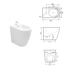Gulvmonteret bidet med enkelt hul og kantløs teknologi i hvid keramik - Oleandro  Viadurini