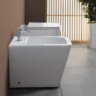 Gulvmonteret bidet med ét hul i hvid keramik med et elegant moderne design - Giunco Viadurini