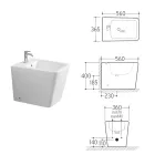 Gulvmonteret bidet med ét hul i hvid keramik med et elegant moderne design - Giunco Viadurini