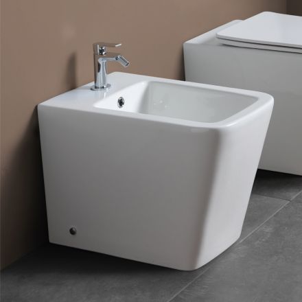 Gulvmonteret bidet med ét hul i hvid keramik med et elegant moderne design - Giunco Viadurini