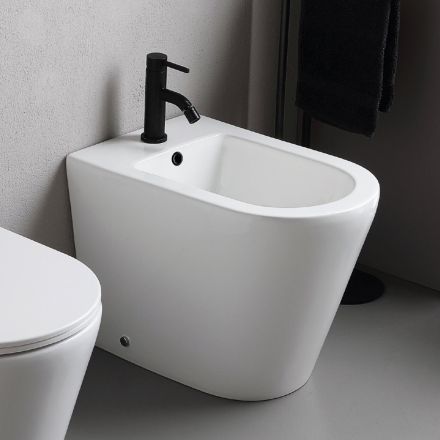 Salice gulvmonteret bidet med ét hul i hvid keramik med et elegant moderne design Viadurini