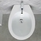 Gulvmonteret bidet med ét hul i hvid keramik med et elegant moderne design - Silica Viadurini