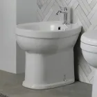 Gulvmonteret bidet med ét hul i hvid keramik med et elegant moderne design - Silica Viadurini