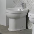 Gulvmonteret bidet med ét hul i hvid keramik med klassisk design - Silica