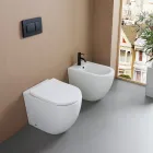 Gulvmonteret bidet med ét hul i slidstærk hvid keramik med et moderne design - Olmo Viadurini