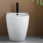 Gulvmonteret bidet med ét hul i slidstærk hvid keramik med et moderne design - Olmo Viadurini