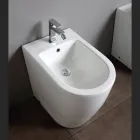 Enkelthulsbidet med forskudt afløb i keramik med et moderne design - Oleandro  Viadurini