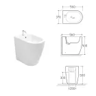 Enkelthulsbidet med forskudt afløb i keramik med et moderne design - Oleandro  Viadurini