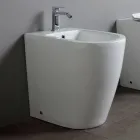 Enkelthulsbidet med forskudt afløb i keramik med et moderne design - Oleandro  Viadurini