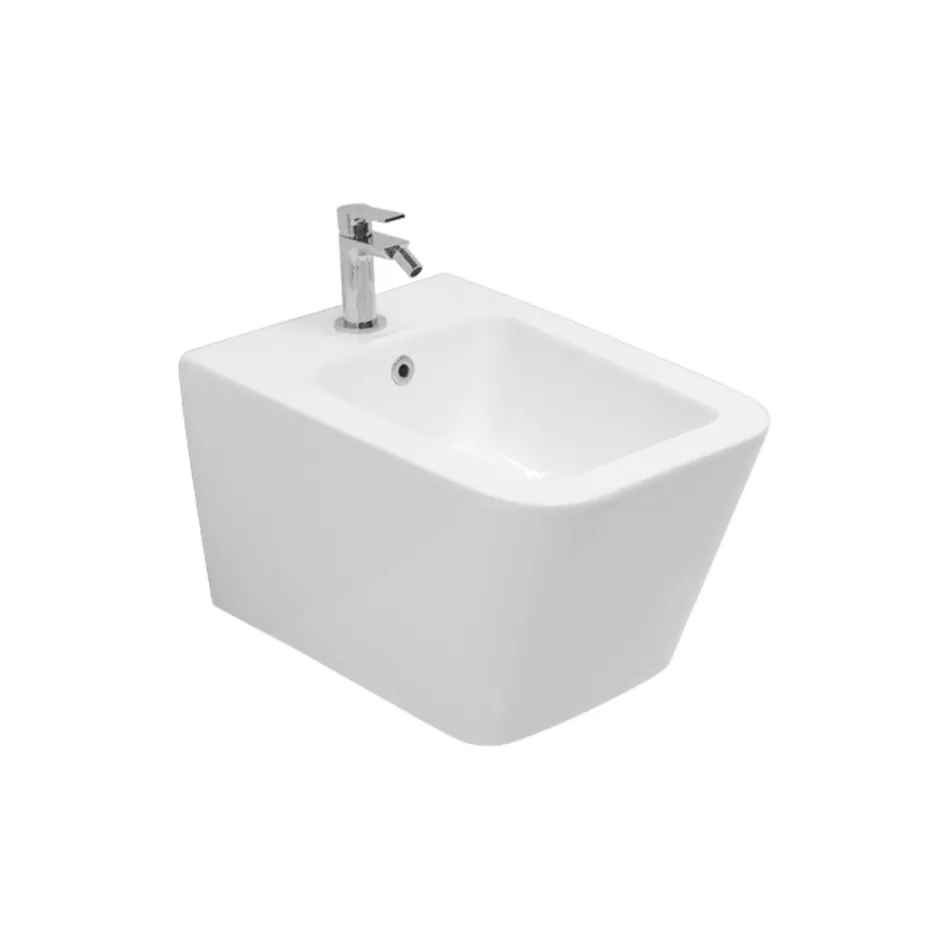 Væghængt bidet med ét hul i hvid keramik med et elegant moderne design - Giunco Viadurini