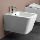 Væghængt bidet med ét hul i hvid keramik med et elegant moderne design - Giunco Viadurini
