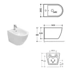 Væghængt bidet med ét hul i hvid keramik med moderne design - Ginepro Viadurini