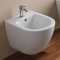 Væghængt bidet med ét hul i hvid keramik med moderne design - Ginepro