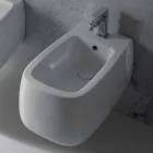 Design suspenderet bidet i hvid Gaiola keramik, lavet i Italien Viadurini