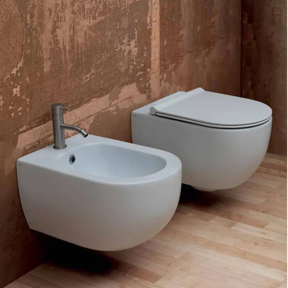 Hung bidet i moderne design keramisk stjerne 55x35cm Made in Italy Viadurini