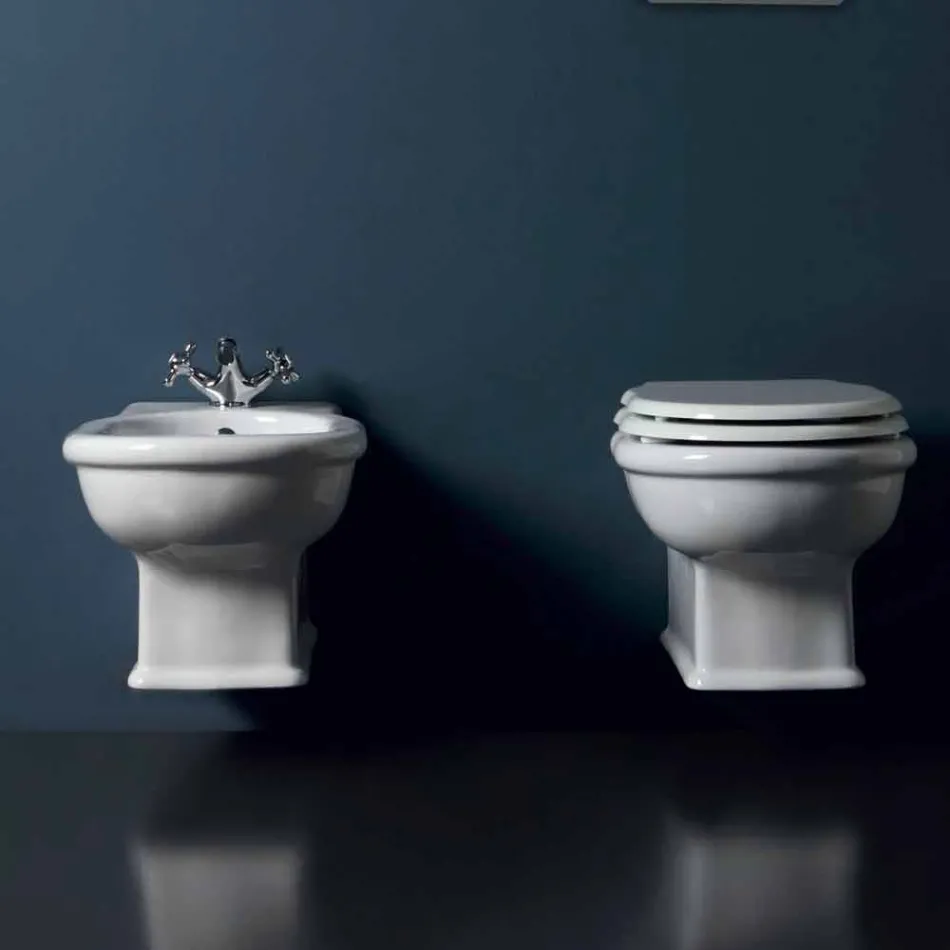 Hung bidet Moderne Stil 54x36 cm i hvid keramik, lavet i Italien Viadurini