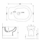 Hung bidet Moderne Stil 54x36 cm i hvid keramik, lavet i Italien Viadurini