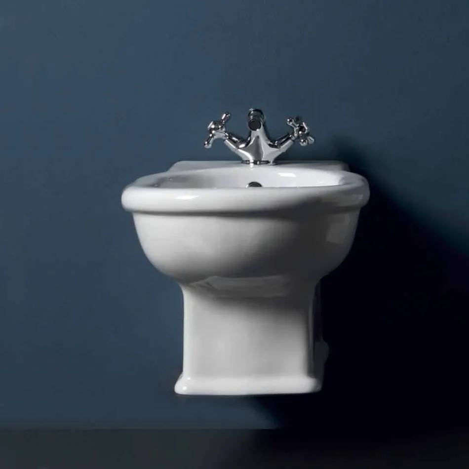 Hung bidet Moderne Stil 54x36 cm i hvid keramik, lavet i Italien Viadurini