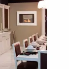 Hvid væg Bio-pejs med moderne design med Erica-glasindsats Viadurini