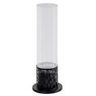 Cylindrisk bordplade biopejs i hærdet glas og sort metal - Ringo Viadurini