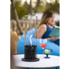 Cylindrisk bordplade biopejs i hærdet glas og sort metal - Ringo Viadurini