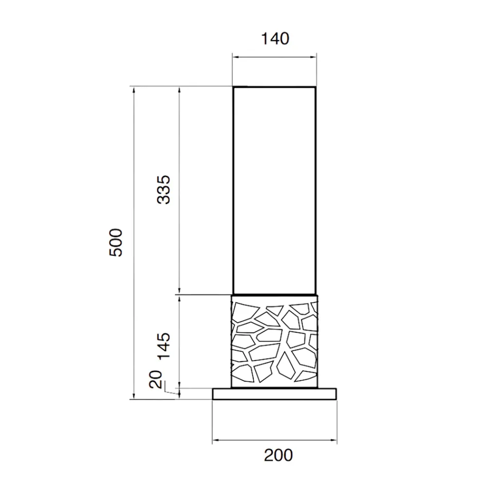 Cylindrisk bordplade biopejs i hærdet glas og sort metal - Ringo Viadurini