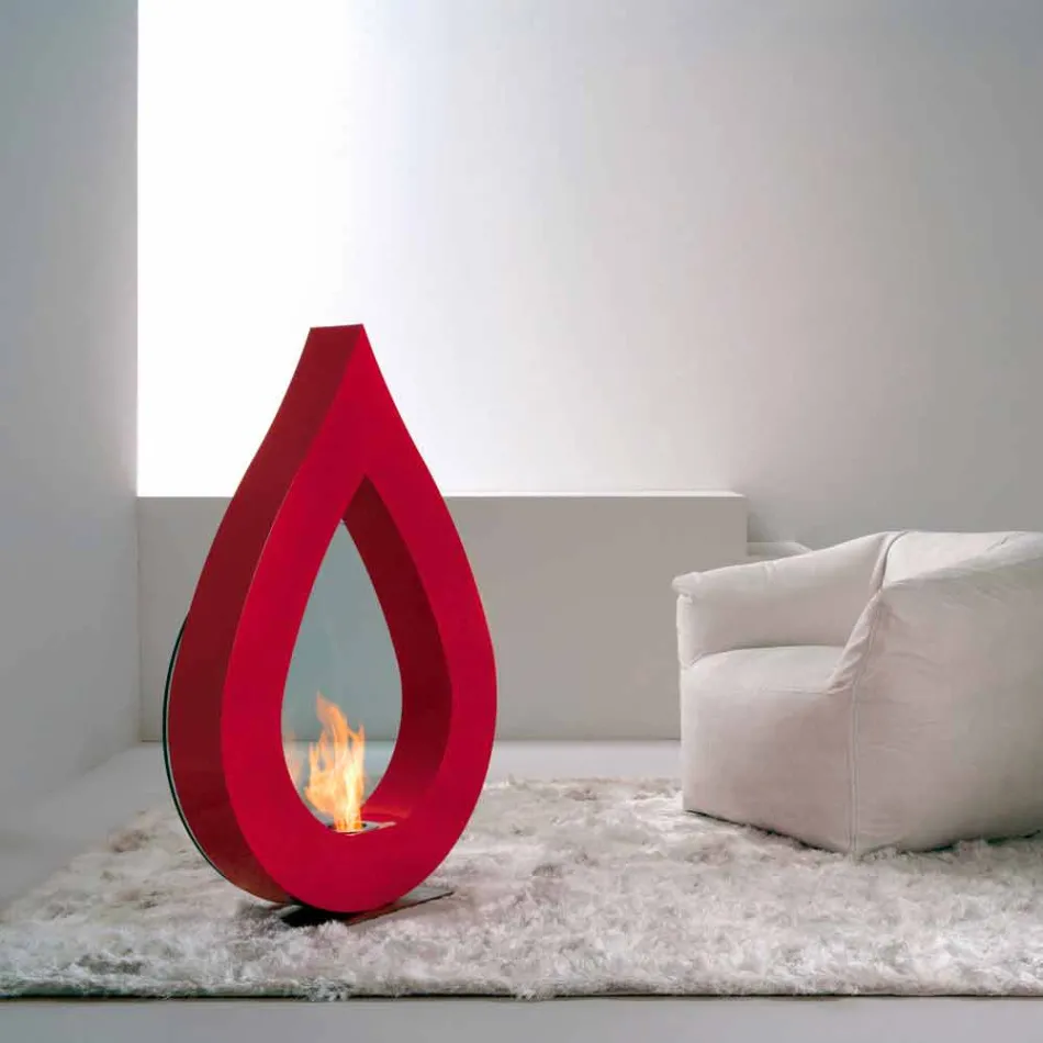 Biocamino fra bioethanol jord, flamme moderne design i form Todd Viadurini