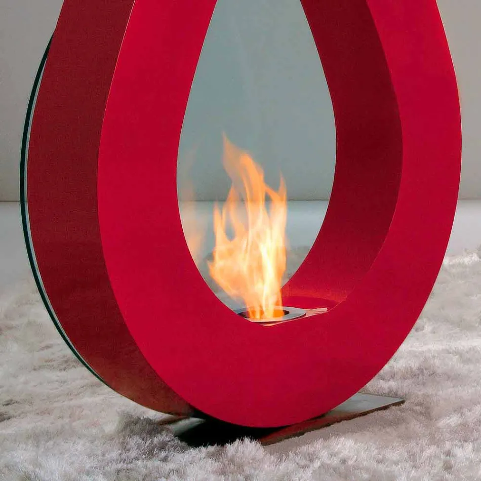Biocamino fra bioethanol jord, flamme moderne design i form Todd Viadurini