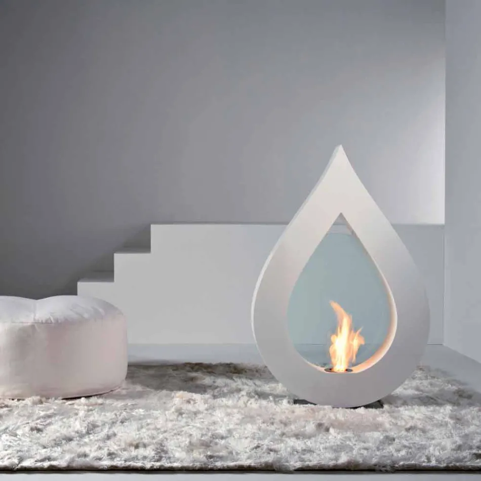 Biocamino fra bioethanol jord, flamme moderne design i form Todd Viadurini